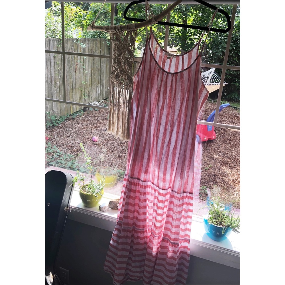 Elegant Striped Linen Maxi Dress